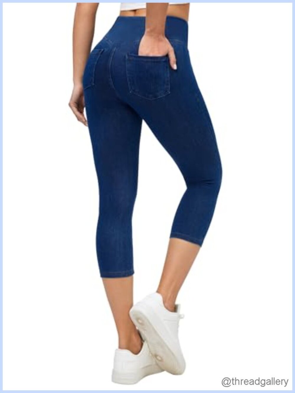 Ewedoos Stretchy Pull-On Capri Jeggings w/ Pockets for Women